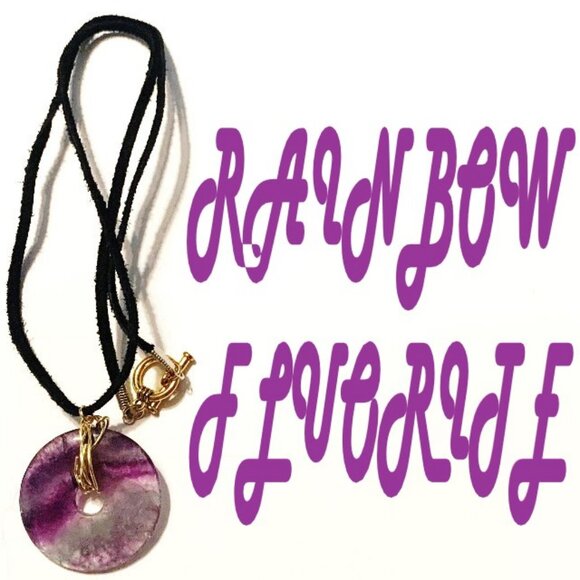 Rainbow Fluorite Donut Pendant Necklace – Clarity, Focus & Aura Cleansing - Picture 1 of 7